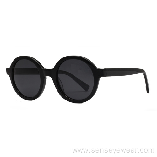 Custom Logo Unisex Uv400 Round Polarized Acetate Sunglasses